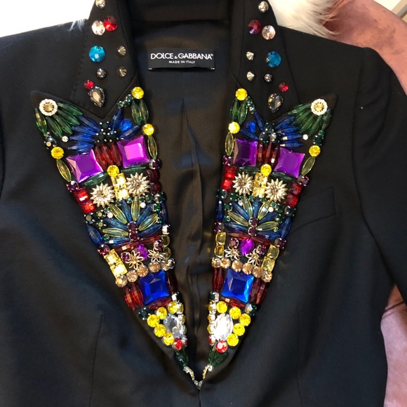 Dolce & Gabbana Black Crystal Embellished Blazer - Picture 4 of 8